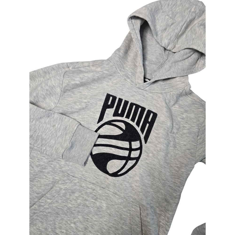 Puma Posterize Basketball Hoodie Youth Medium M Gray Pullover Sweatshirt Hoops
